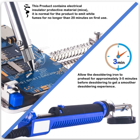 Desoldering Gun, Solder Sucker Desoldering Iron Electric Desoldering Tool with Desoldering Nozzles, Solder Wick, Soldering Tip a
