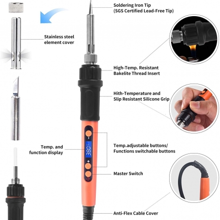 Soldering Iron Kit, 100W LCD Digital Soldering Gun, Portable Solder Iron with Adjustable Temperature Controlled and Fast Heating