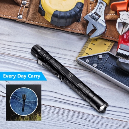 Flashlight Led Pen Pocket Light - [2 PACK] K KERNOWO Small EDC Tactical Penlight Waterproof with Clip Super Bright 240 High Lume
