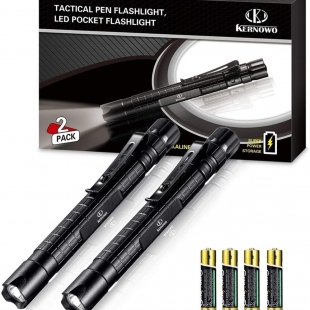 Flashlight Led Pen Pocket Light - [2 PACK] K KERNOWO Small EDC Tactical Penlight Waterproof with Clip Super Bright 240 High Lume